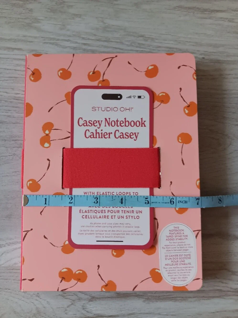 Studio Oh! Casey Notebook Cherries Pen Phone Strap Hardcover Lined 192 Pages